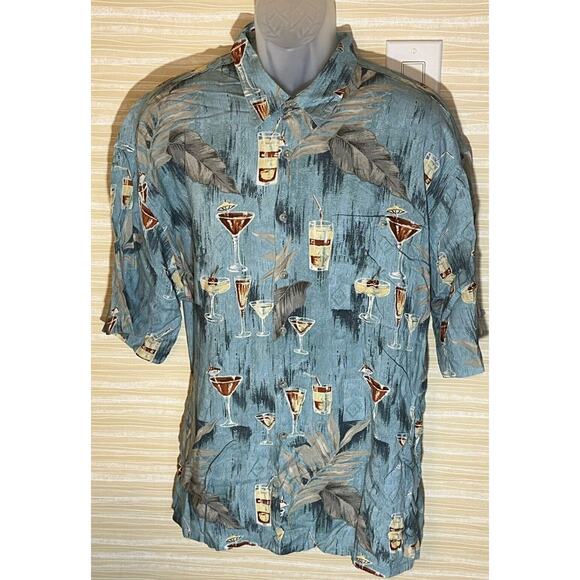Campia Moda Men's 100% Rayon Blue Cocktails Camp Hawaiian Shirt XXL 0274 - Picture 3 of 7